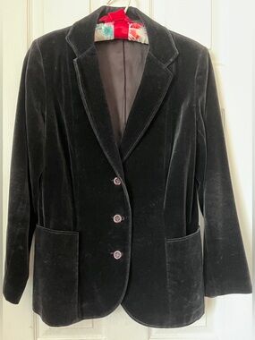 Vintage Black Velvet Dressing Jacket Blazer
